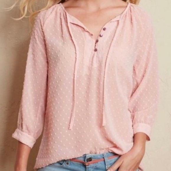 Matilda Jane Tops - Matilda Jane Mae Pink Swiss Dot Top M